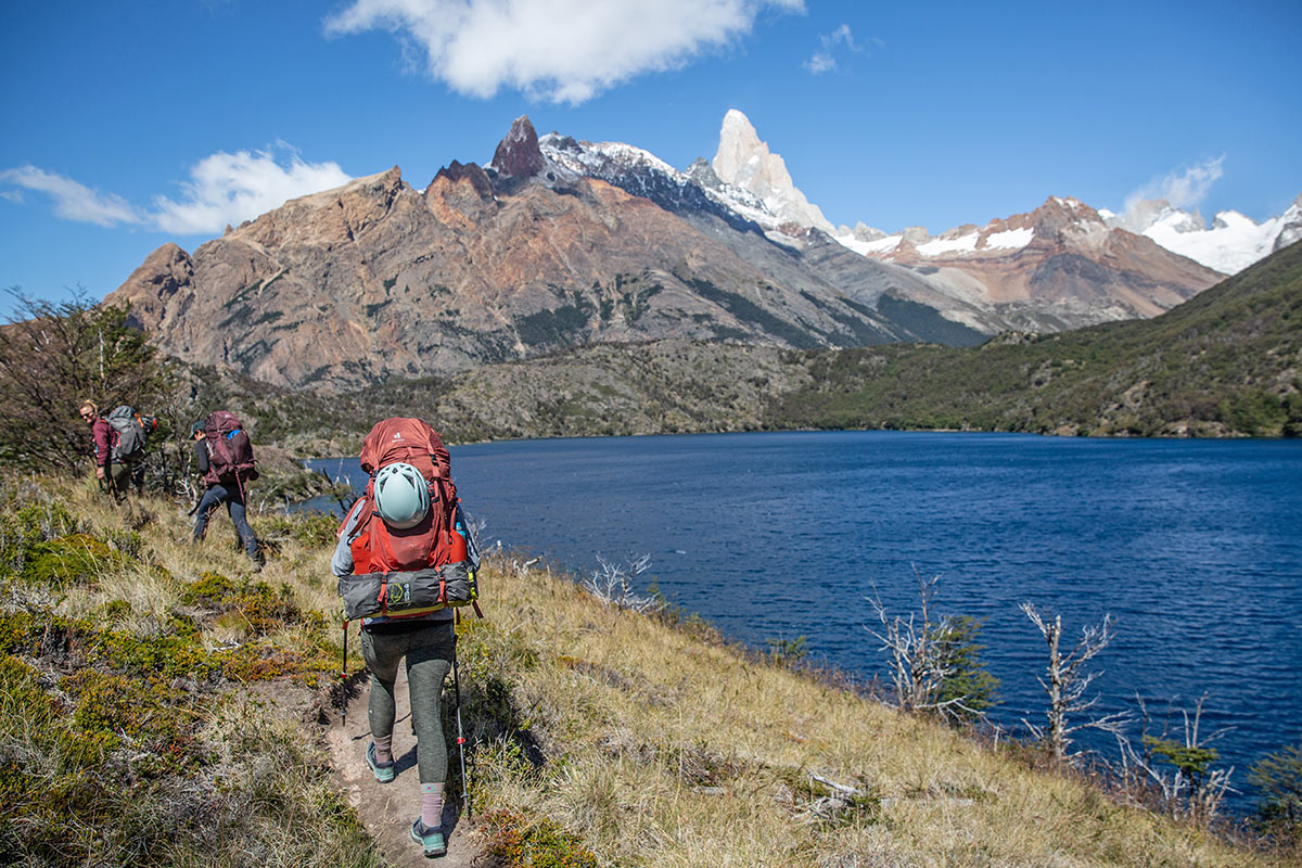 Salomon OUTline GTX (backpacking along a lake in Patagonia)